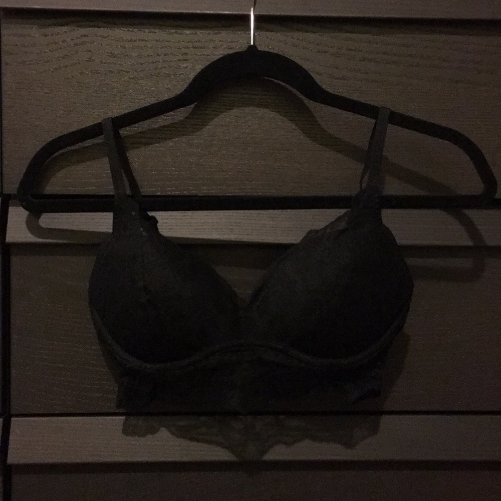 Black floral lace pushup bralette
